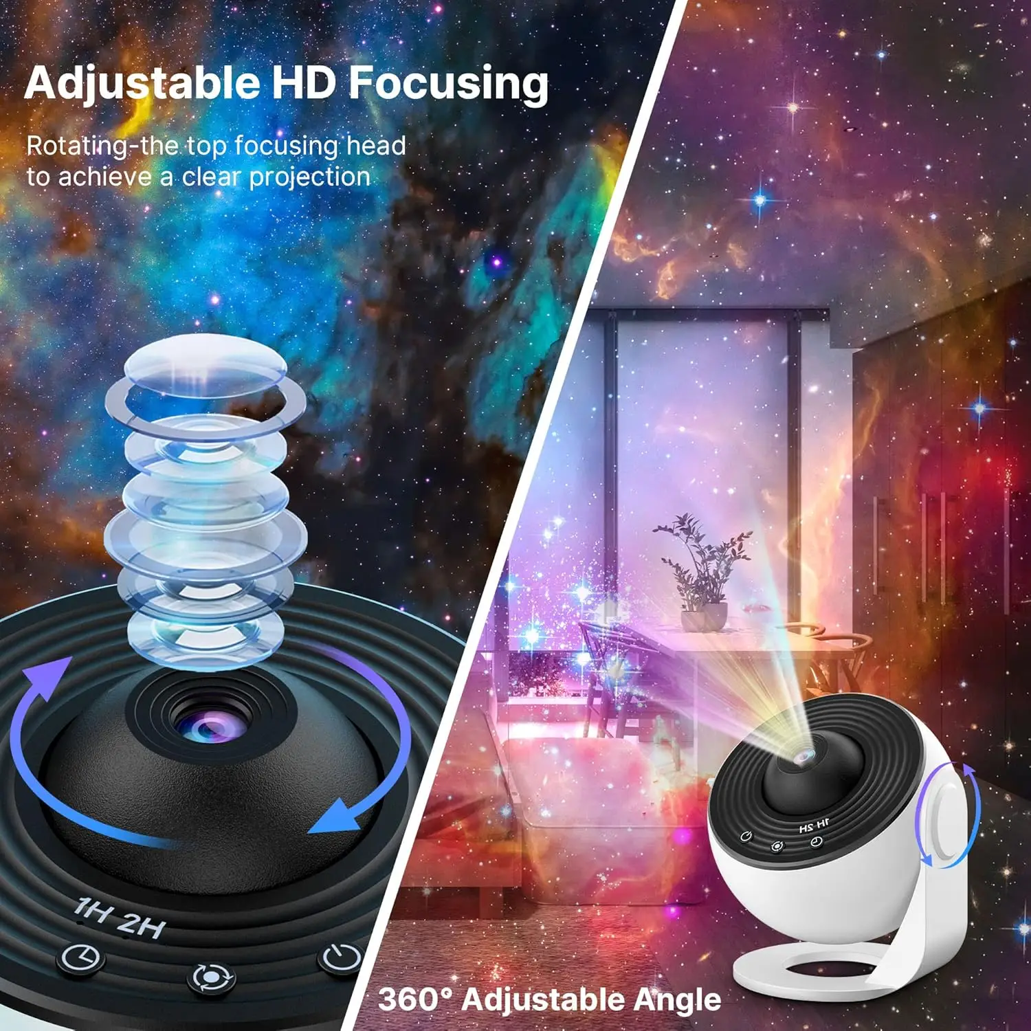 Projecteur LED Gares l\'image d\'un ciel étoilé rotatif à 360 °, idéal pour la chambre à coucher ou comme cadeau de vacances