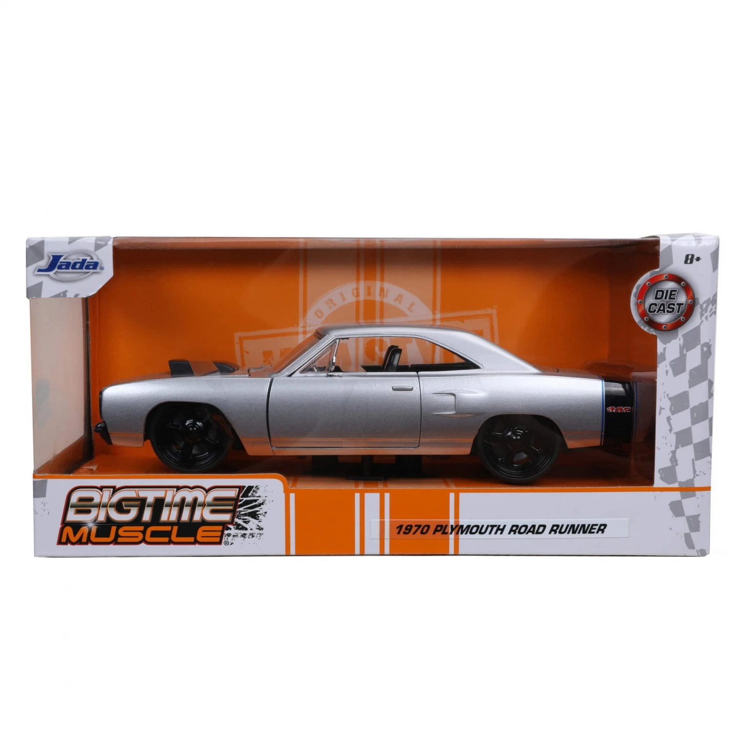 Jada Toys-Bigtime Muscle Die-Cast Silver Car Models para crianças e adultos, Plissan Roadrunner, 1:24, 1970