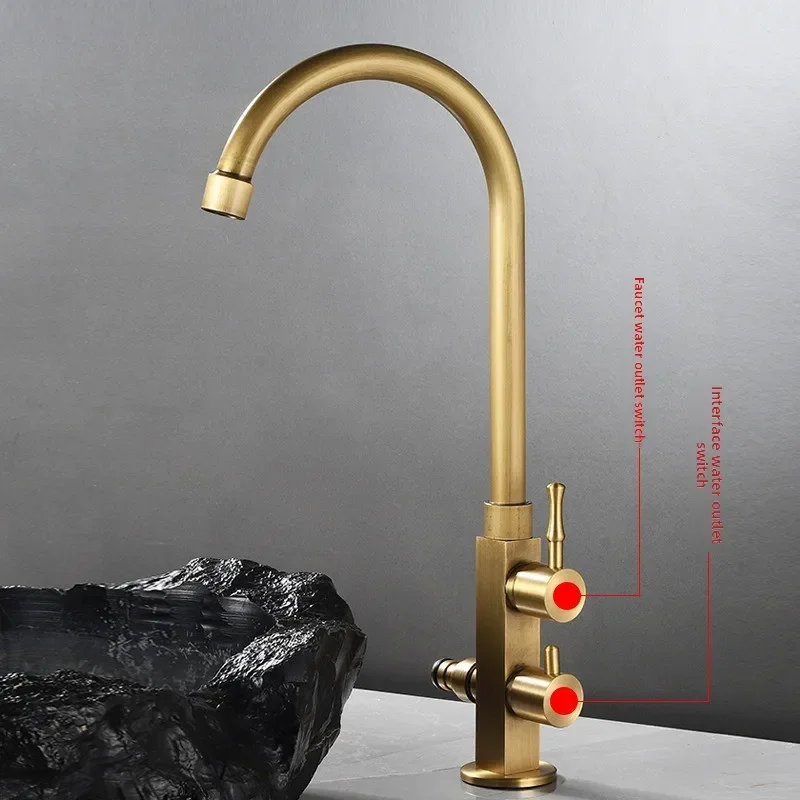 Outdoor brass antique single cold faucet antifreeze vintage wash basin patio mop sink quick open dual purpose faucet