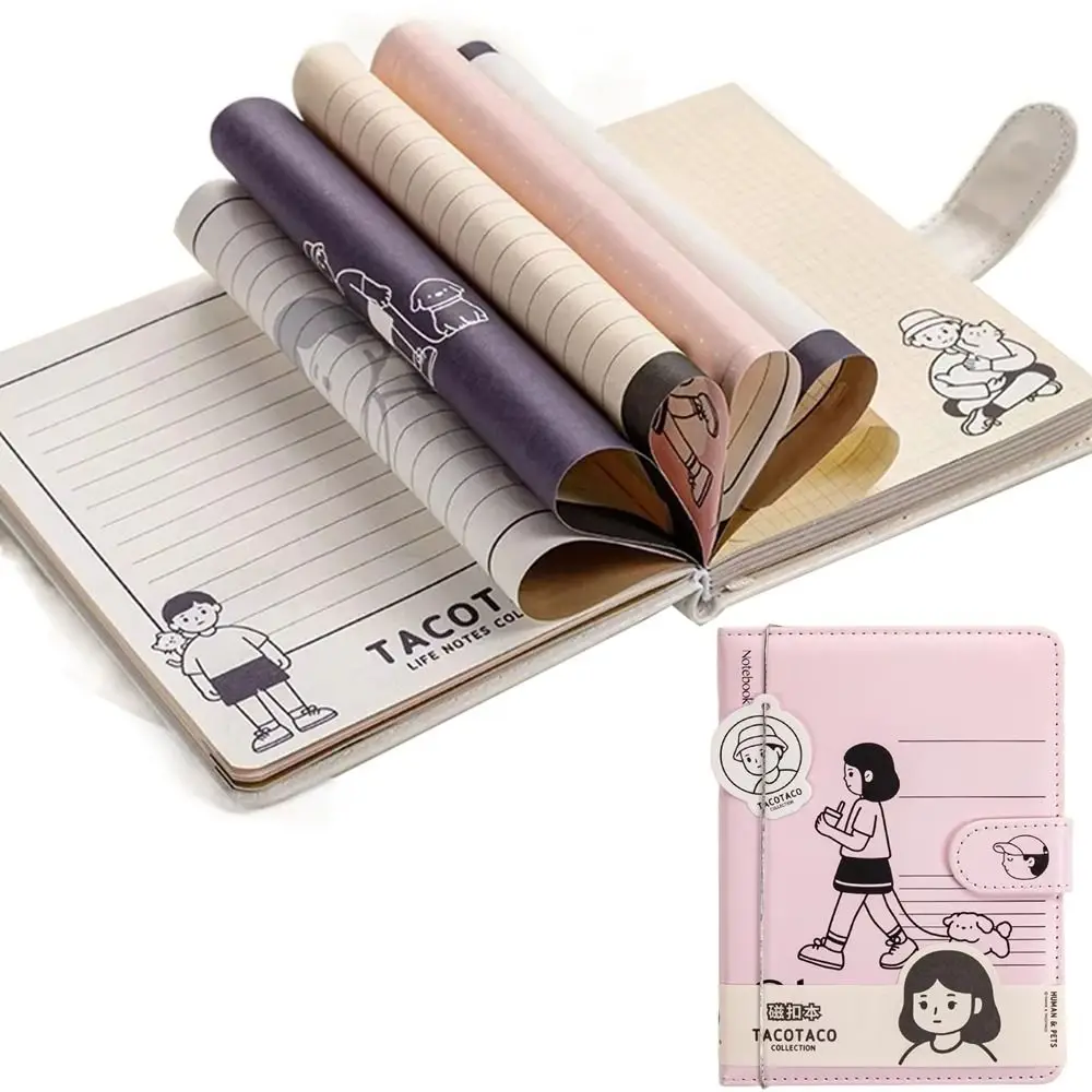 Блокнот с иллюстрацией A5 и магнитной пряжкой, чехол из искусственной кожи, цветная страница, личный журнал, сделай сам, с закладкой, дорожный блокнот, исследование