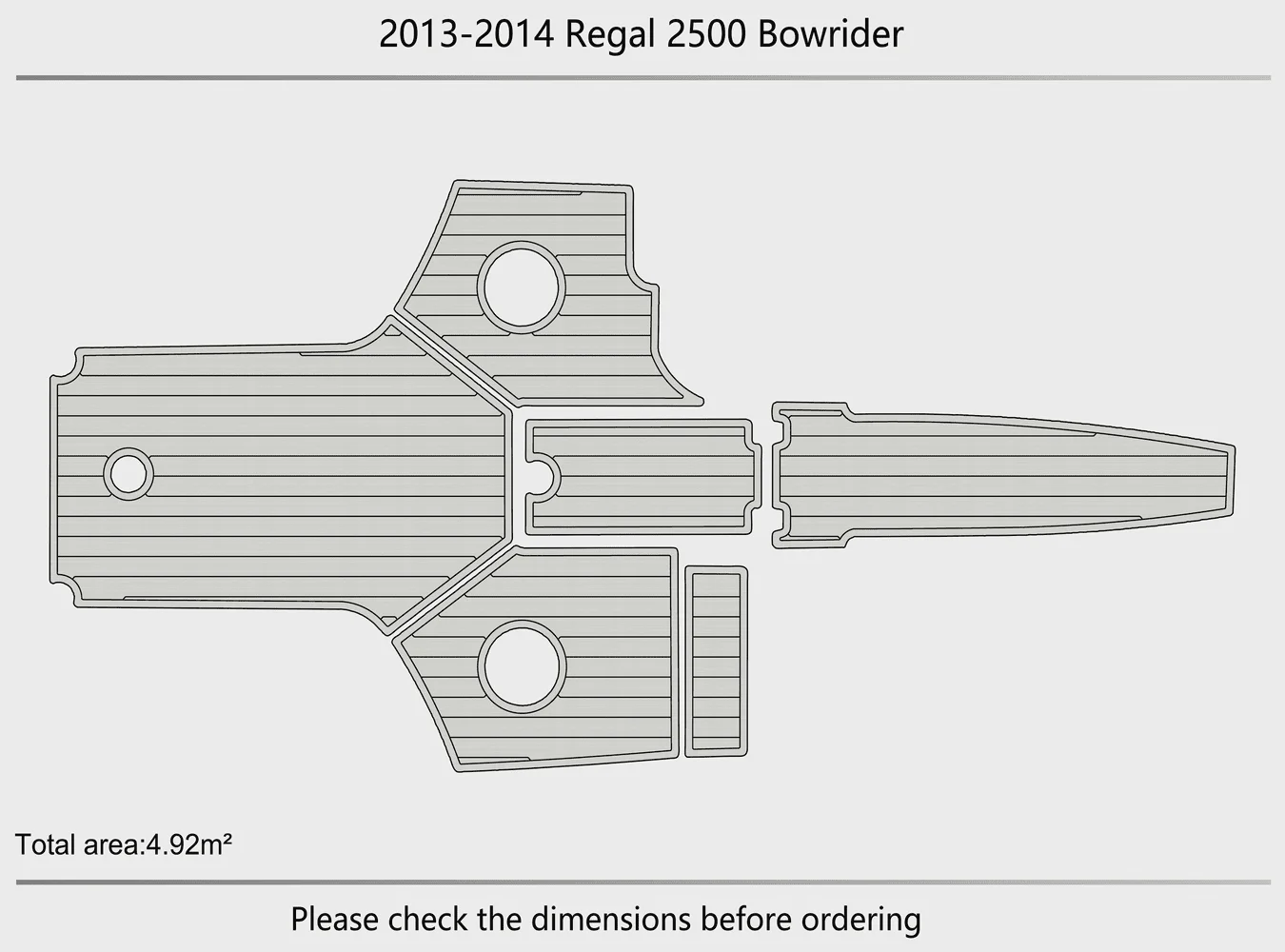 

2013-2014 Regal 2500 Bowrider 1/4 "6 мм пена EVA Нескользящий морской коврик из тикового дерева из ПВХ, ковер цвета морской волны, морской пол