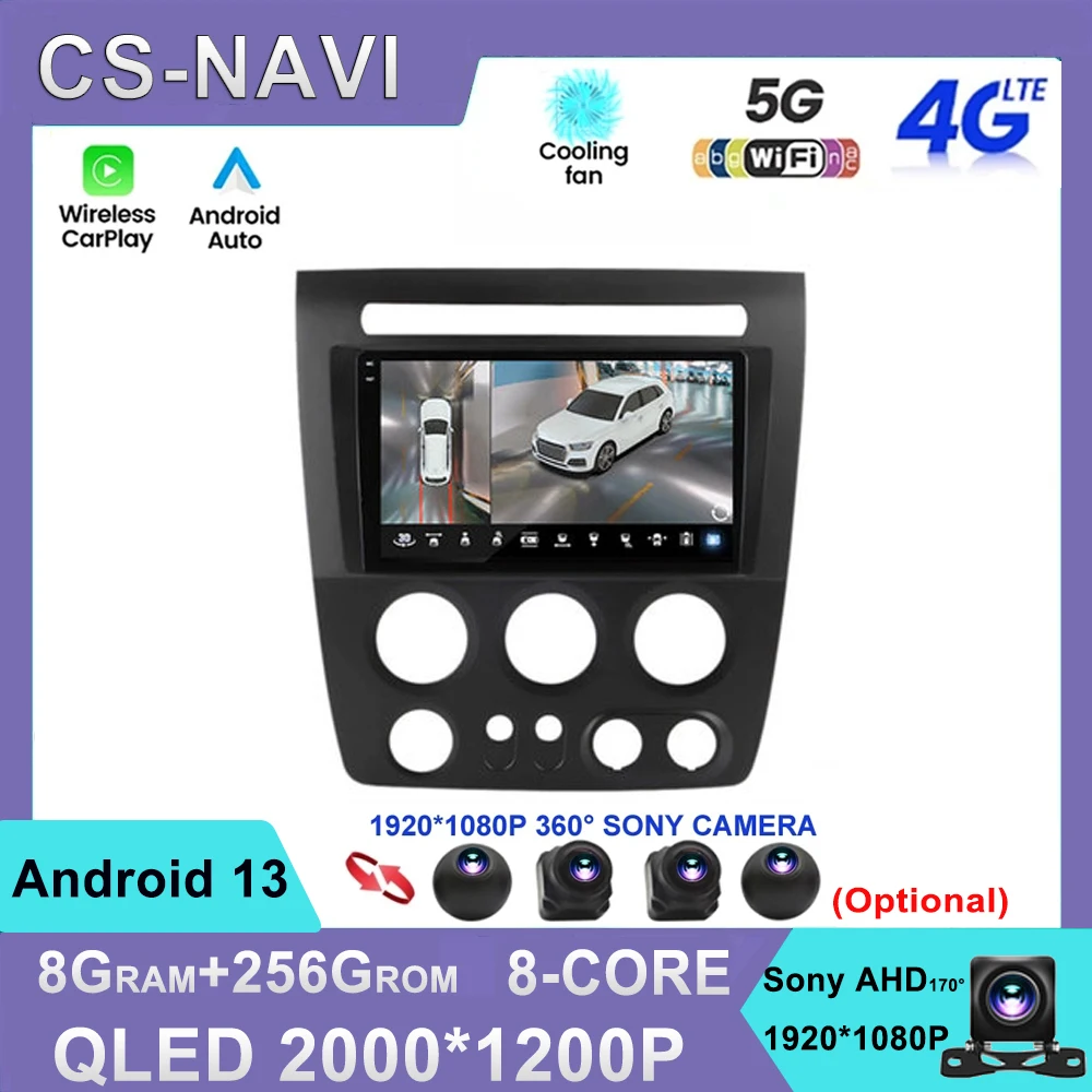 

Android13 Multimedia Car Radio For Hummer H3 1 2005 - 2010 CarPlay Auto Stereo Video Player 4G WIFI Navigation GPS BT QLED Sreen