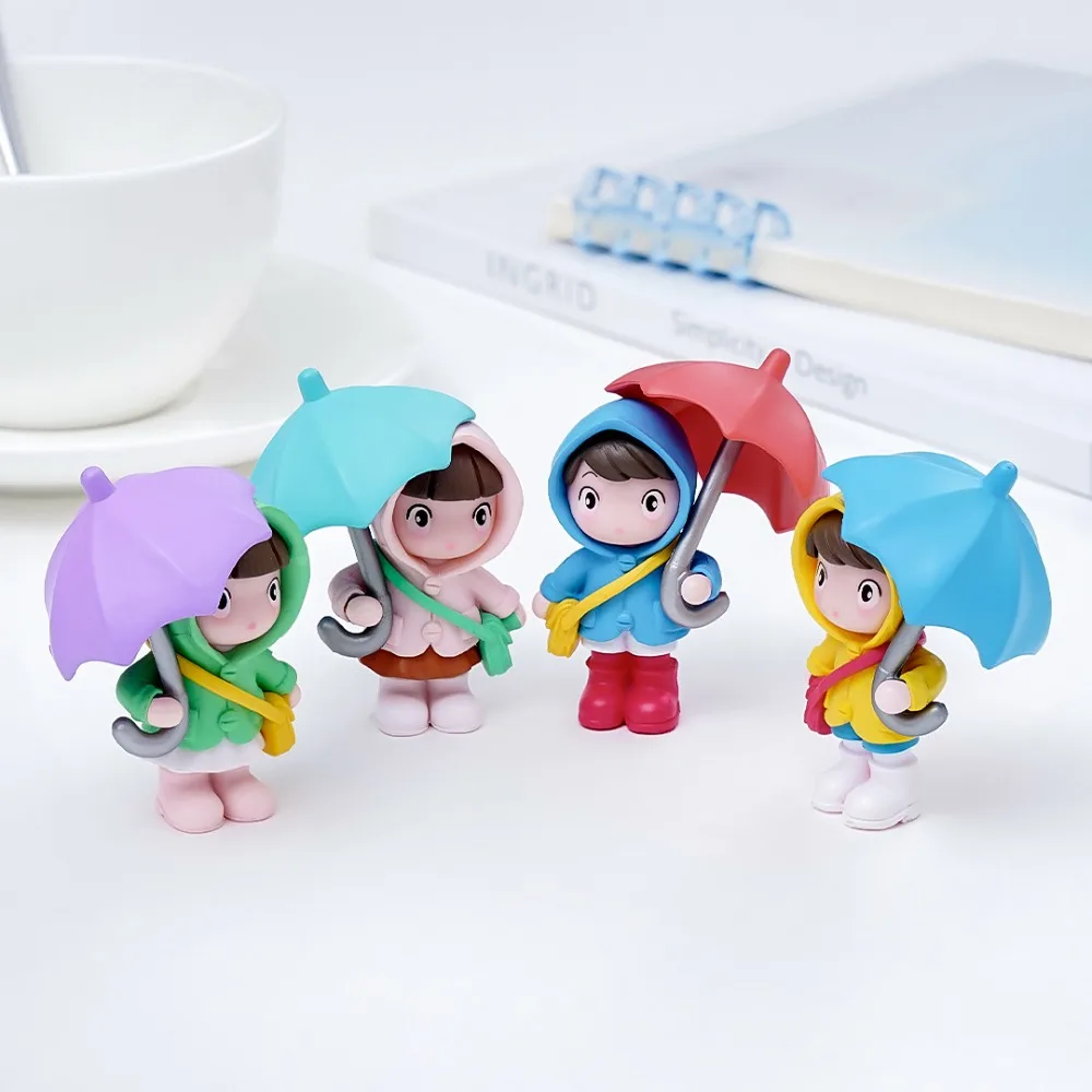 

4pcs Cute Umbrella Couple Car Interior Decoration Action Figures Auto Rearview Mirror Dashboard Ornaments Gift Mini Accessories