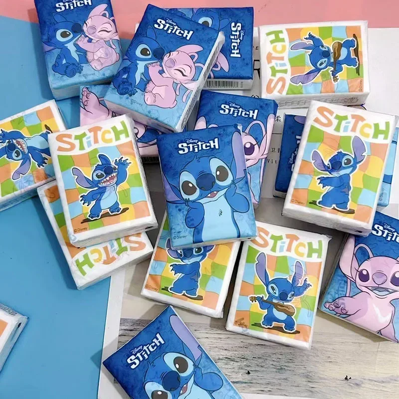 9pcs/set Disney Stitch Printing Handkerchief Paper Lilo & Stitch cartoon Portable Disposable Small Package Tissue Toilet Paper