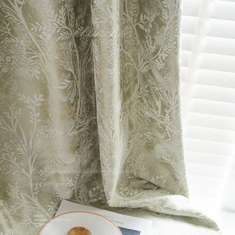 

French Countryside Style Printed Chenille Curtains Antique Jacquard Chenille Thick Blackout Curtains for Bedroom Living Room