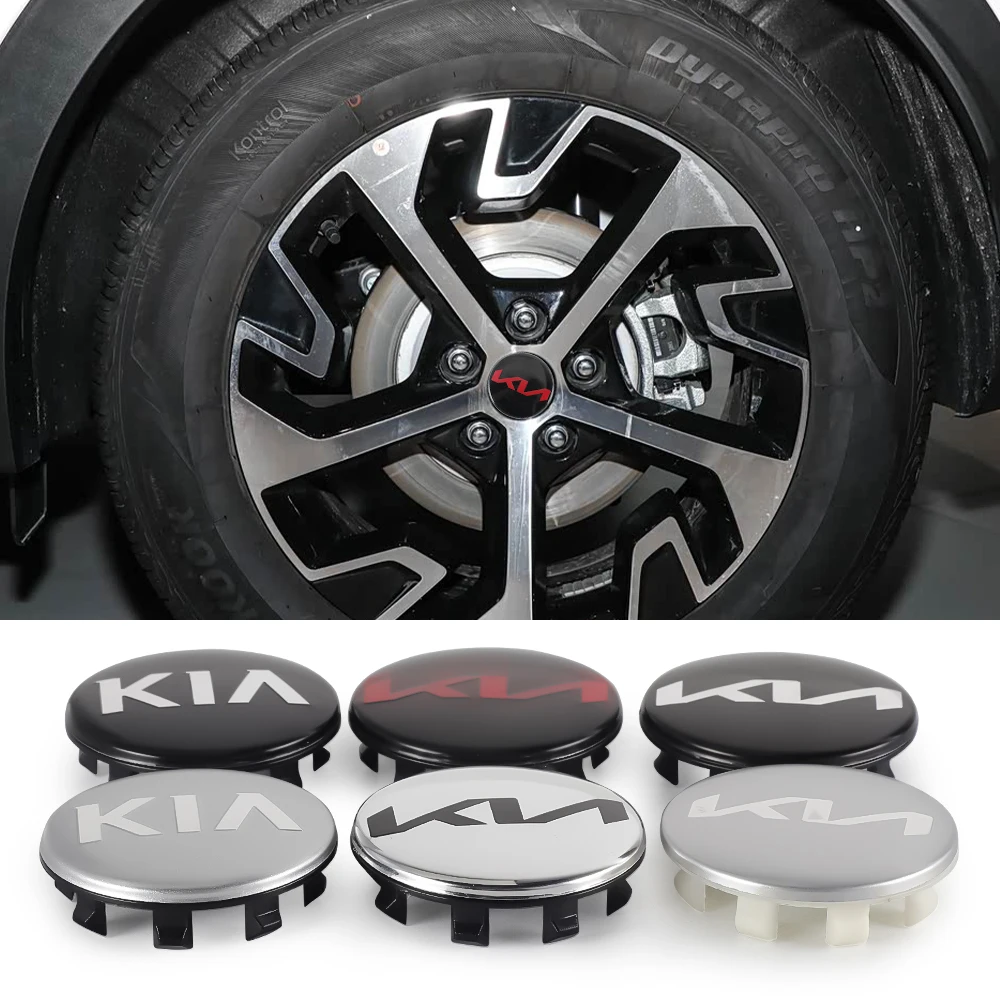 4 pçs emblema do carro centro da roda hub tampa do centro da roda capa estilo automático para kia sportage ceed rio cerato sorento soul picanto k5