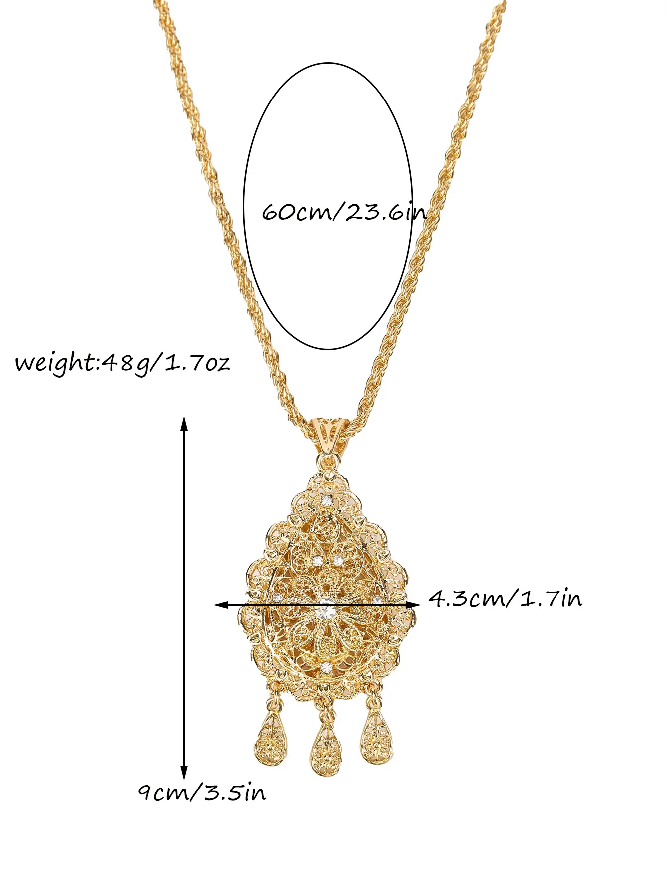 Moroccan Bride Double Pendants Necklace Water Drop Shaped Inlaid Flowers Necklace Elegant Jewelry For Women