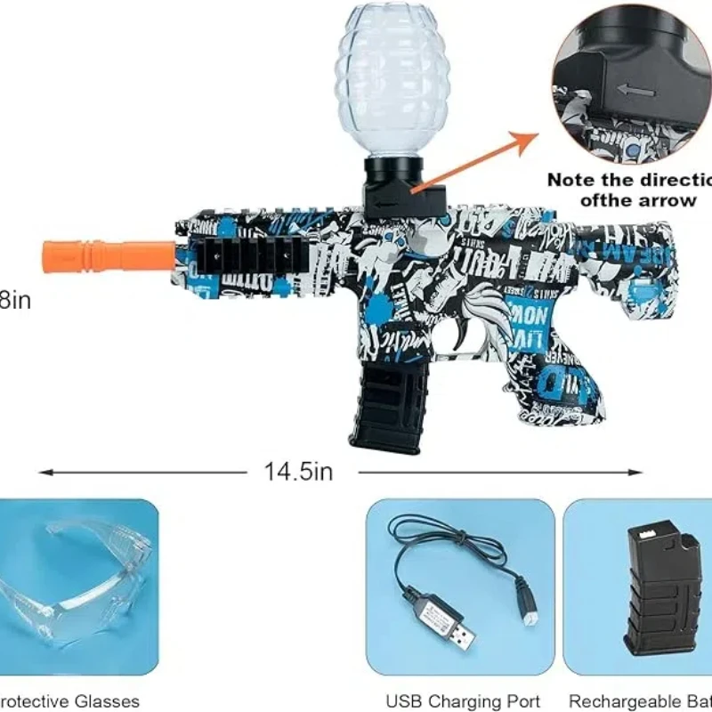 Pistola de brinquedo blaster m416, blaster com óculos, brinquedos automáticos de verão ao ar livre para jogos de equipe de atividades (sem contas de água)