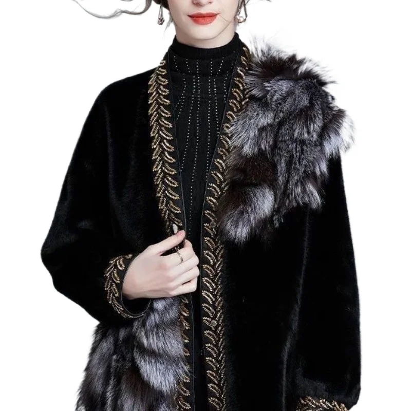 

Fox Winter Fur Jacket The New Wist-cinching Beaded Design Is High-end, Elegant, Fashionable and Warm Temperament Commuting Coats