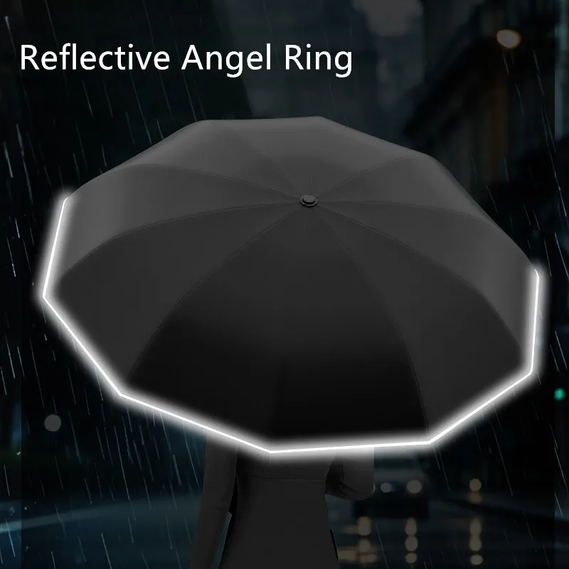 Full Automatic Portable Compact Reverse Folding Angel Ring Umbrella Large Reinforced Thickened Strong Wind-resistant Umbrella - Image 4