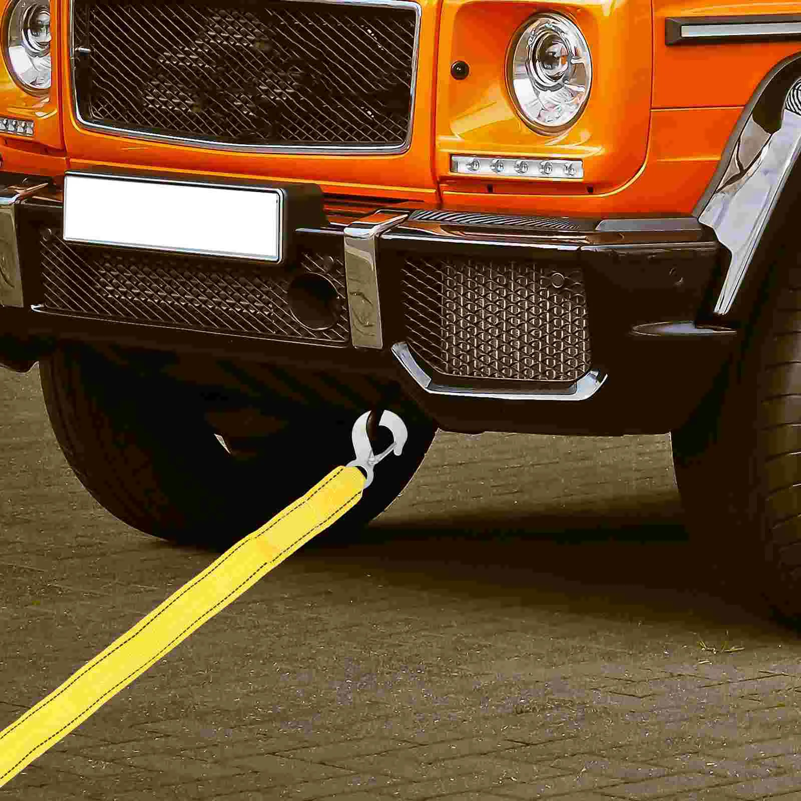 Car Tow Rope Chain Truck Strap with Hook Thickened Nylon Recovery Flat Chains Hooks Short Ratchet Straps