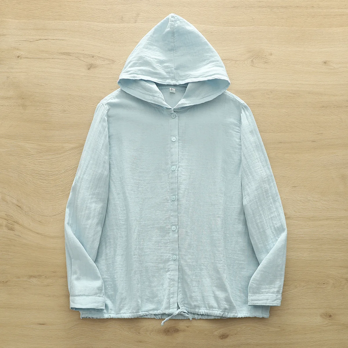 New 2025 Autumn Cotton Yarn Hooded Shirt, Women Long Sleeve Solid, Mori Girl Casual Versatile Sunscreen Loose Blouse T57419CC