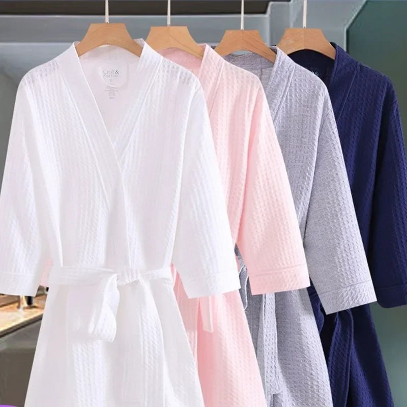 Large Size Groggery Bathrobe Dressing Gown Absorb Water Bathrobe Comfort Couple Night Gown Female Spring and Autumn Thin Male