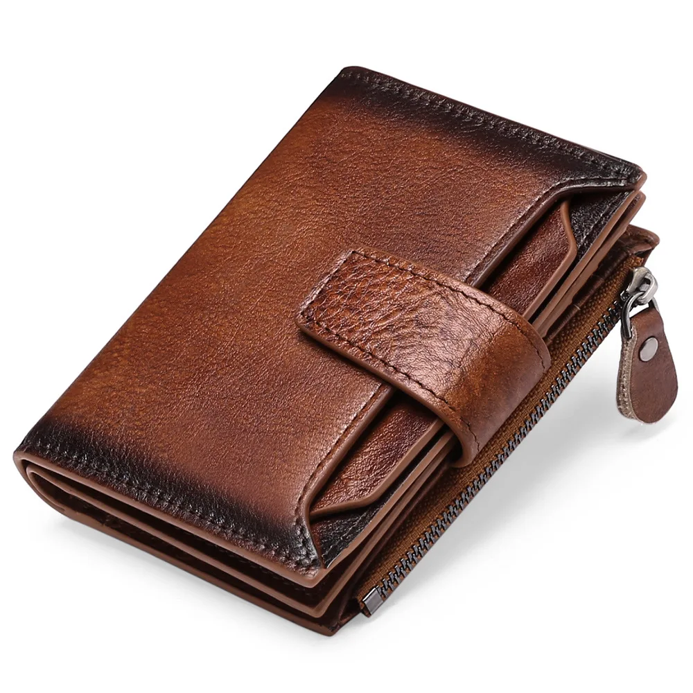 

RFID anti-theft brush men's short leather wallet, first layer cowhide, fashionable casual wallet, driver's license wallet