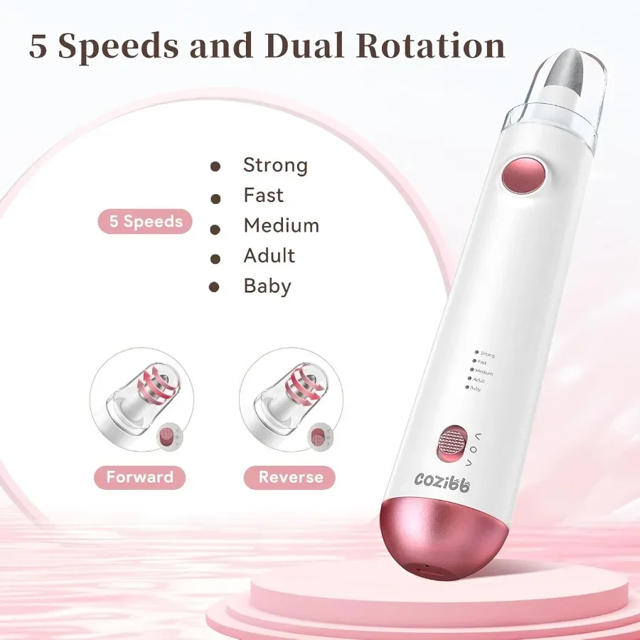 Electric Nail Drill 8in1 Cordless Electric Nail File with LED Light 5 Speeds Rechargeable Manicure and Pedicure Kit Hand Foot