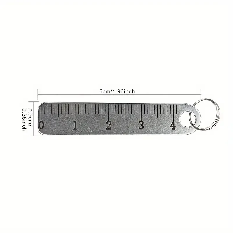 2pcs Stainless Steel anti Lost Card Keychain Metal Ruler