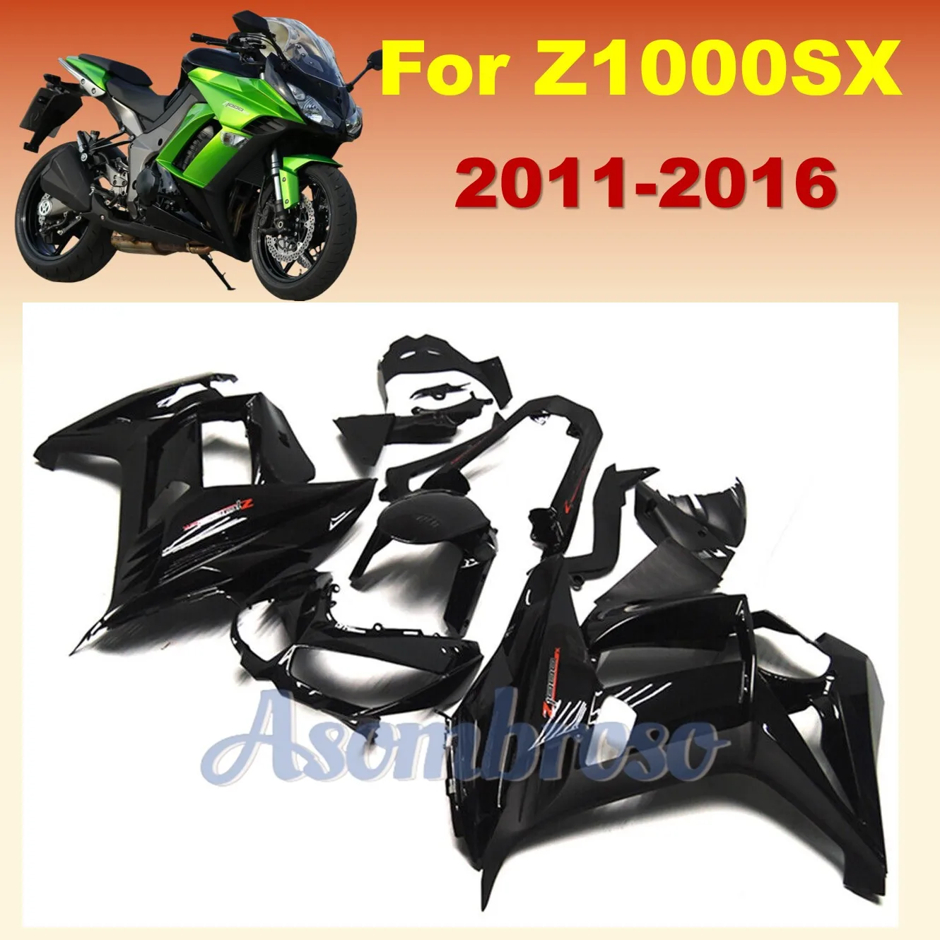 Injection Fairings 100% Fit For  Z1000SX  2011 2012 2013 2014 2015 2016 z1000 sx 10 11 12 Gloss Black Bike Fairing kits