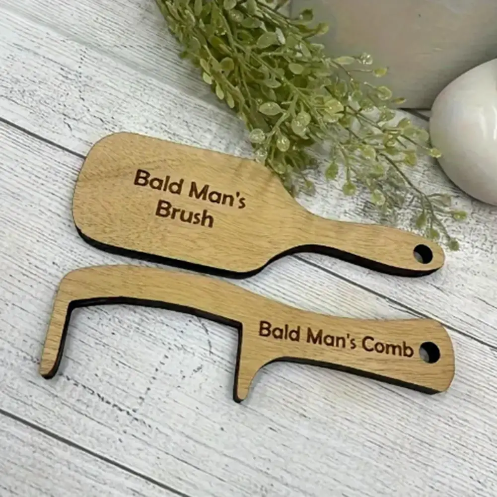 Balds Man's Comb Funny Wooden Toothless Comb Brush Balds Hair Joke White Elephant Gift Gag Gift For Men Лысый Гребень 대머리 빗