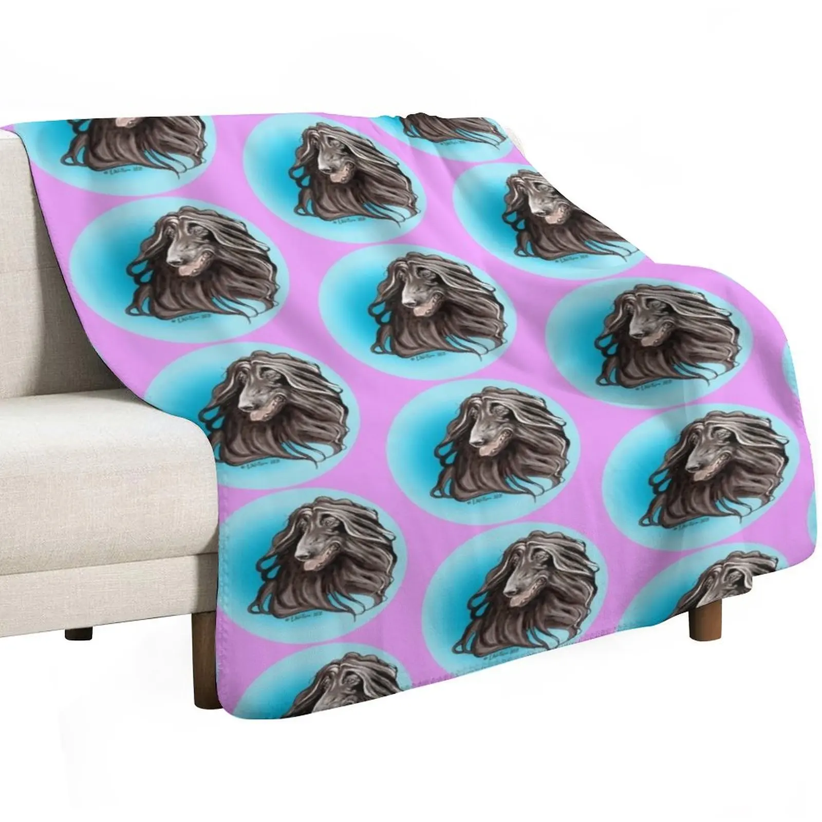 Afghan Hound. Head Study in black. Throw Blanket wednesday Summer Flannel Loose Soft Plush Plaid Luxury Brand Blankets