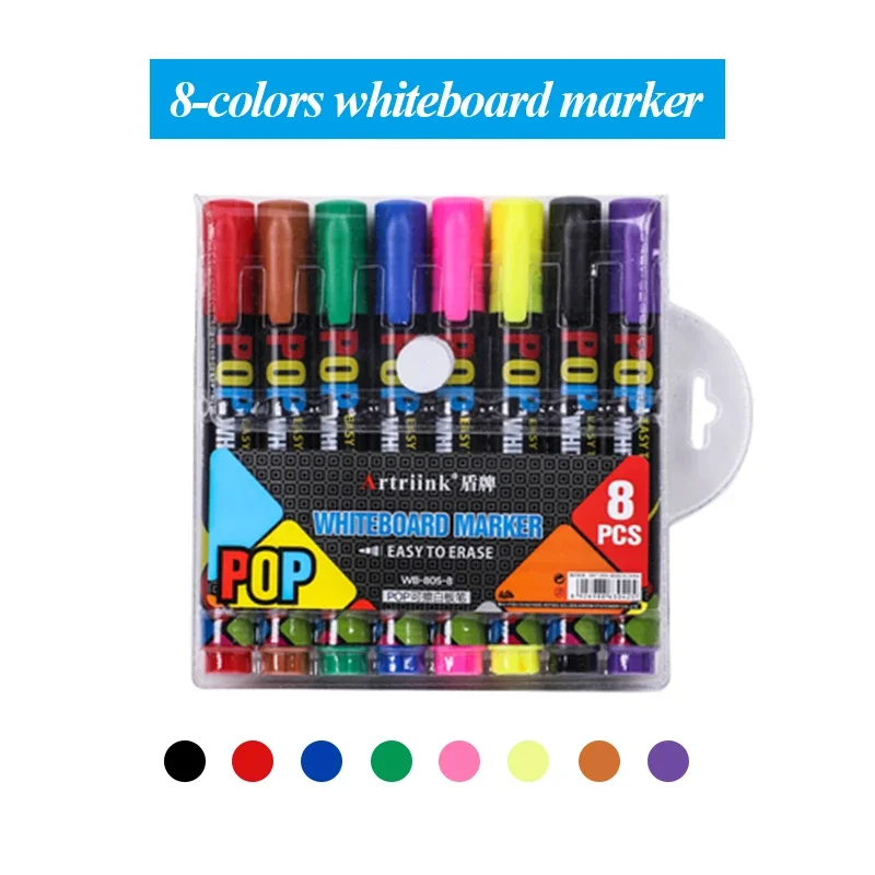 Artriink uitwisbare whiteboardstiften, 8 kleuren / 12 kleuren, navulinkt, voor kantoor, school, thuis, studenten, kinderen, tekenstiften, kunst.