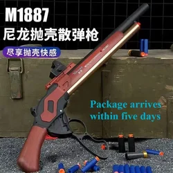 2024 New wooden M1887 shell throwing soft bullet gun toy nozzle Governor Winchester lever boy shotgun toy