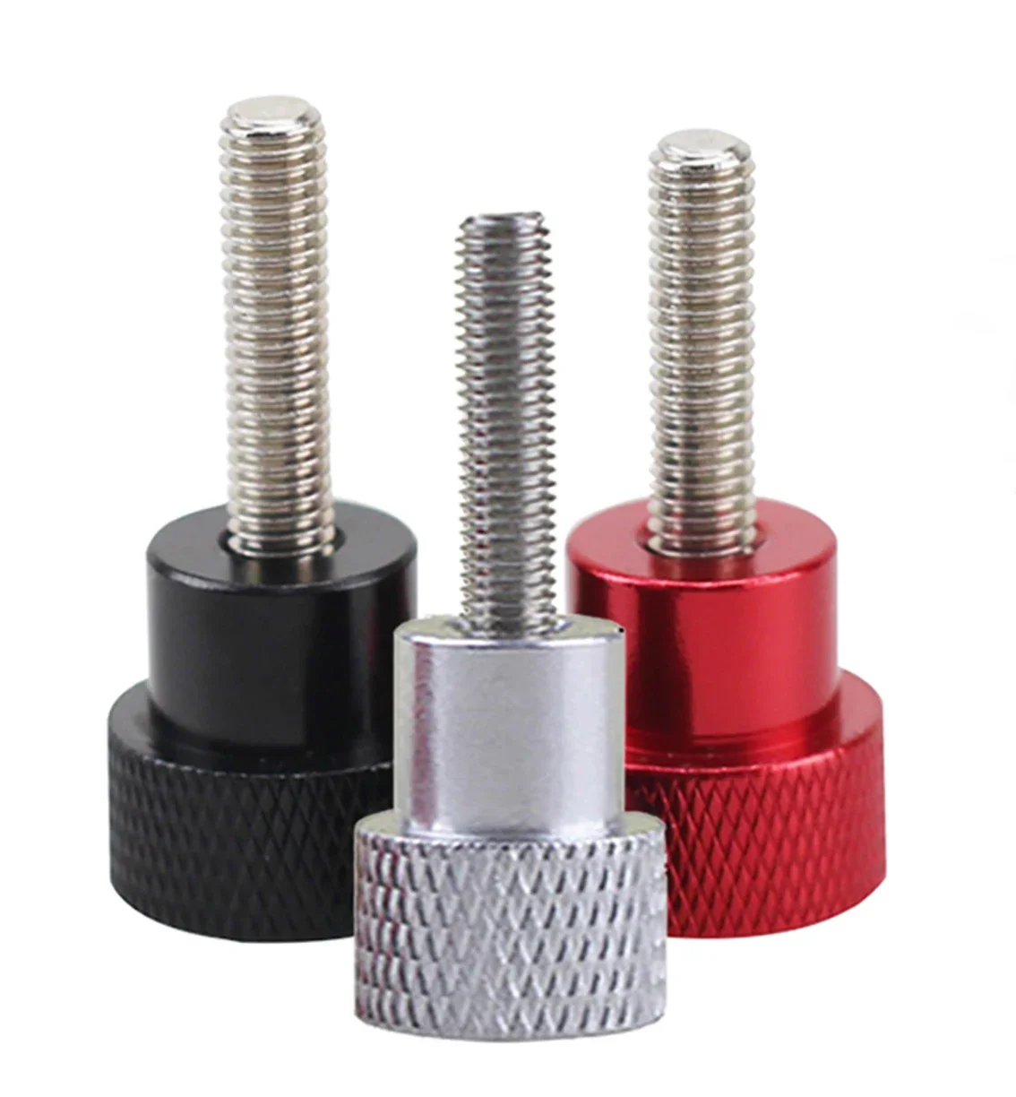 1Pcs M3 M4อลูมิเนียมสแตนเลส Knurled Thumb สกรู Hand Grip ลูกบิด Step Bolt สกรูสีแดงสีดำสีขาว
