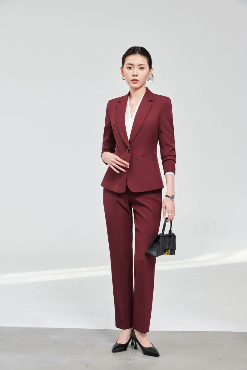 

AIyssa -2024 new autumn and winter womens professional business formal fit two-piece suit jacket + pants. Elegant and stylish