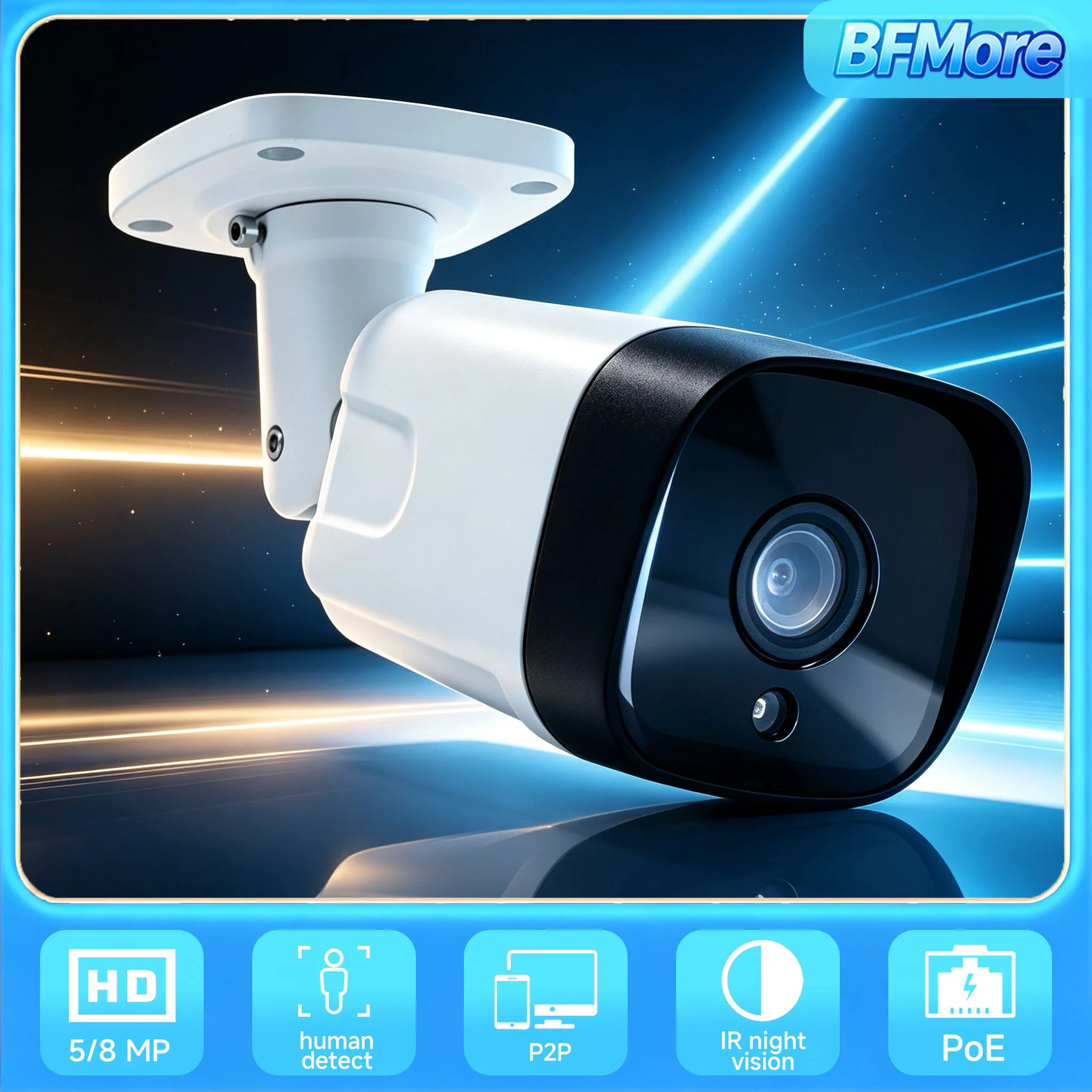 BFMore 8MP 4K POE IP камера Audio Outdoor Bullet Home Humanoid Detection 940nm IR Night Vision 3.6mm Security камера Camhipro