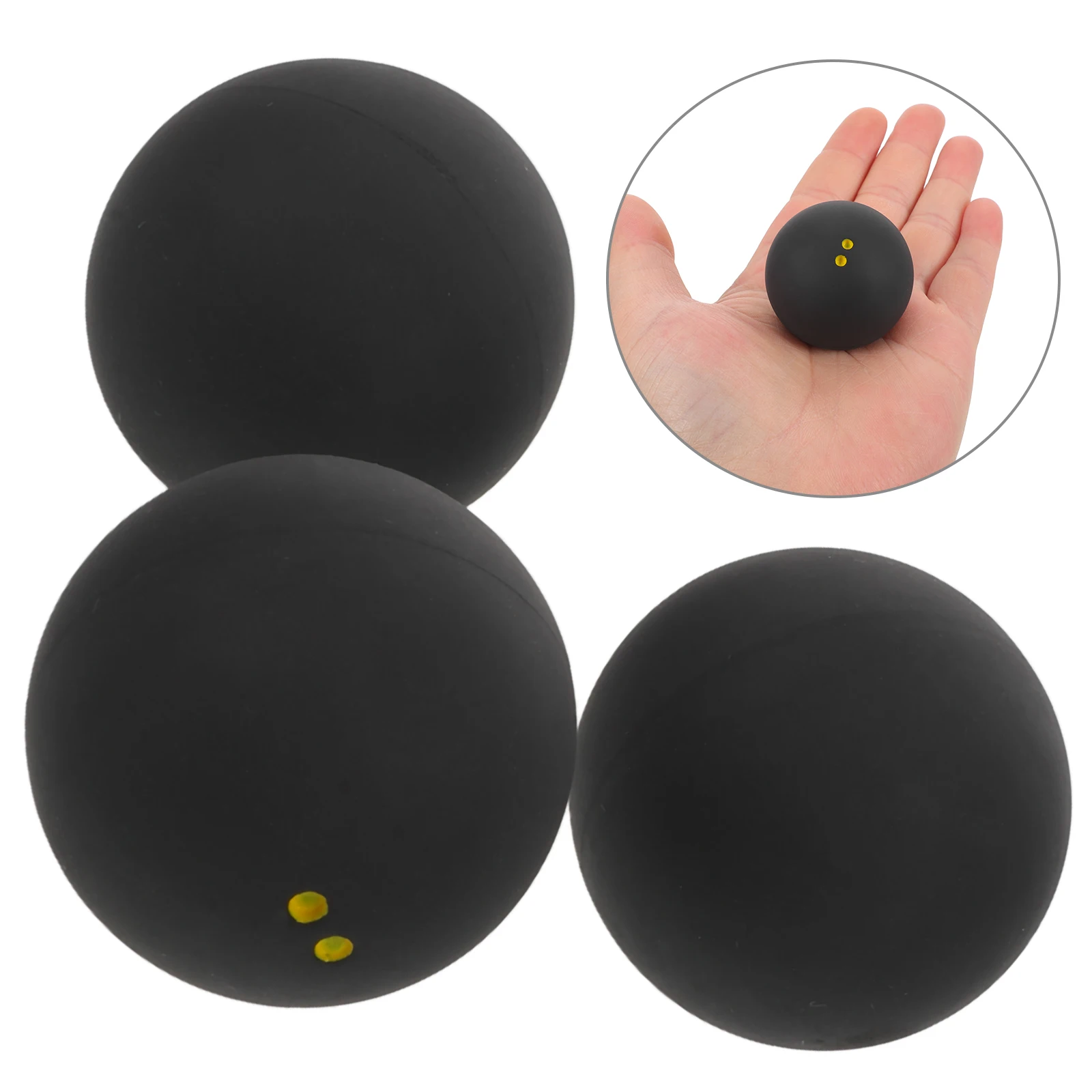 Palline da squash a doppio punto giallo da 3 pezzi 38-40 mm in gomma elastica alta per allenamento pratica competizione rimbalzo affidabile a bassa velocità