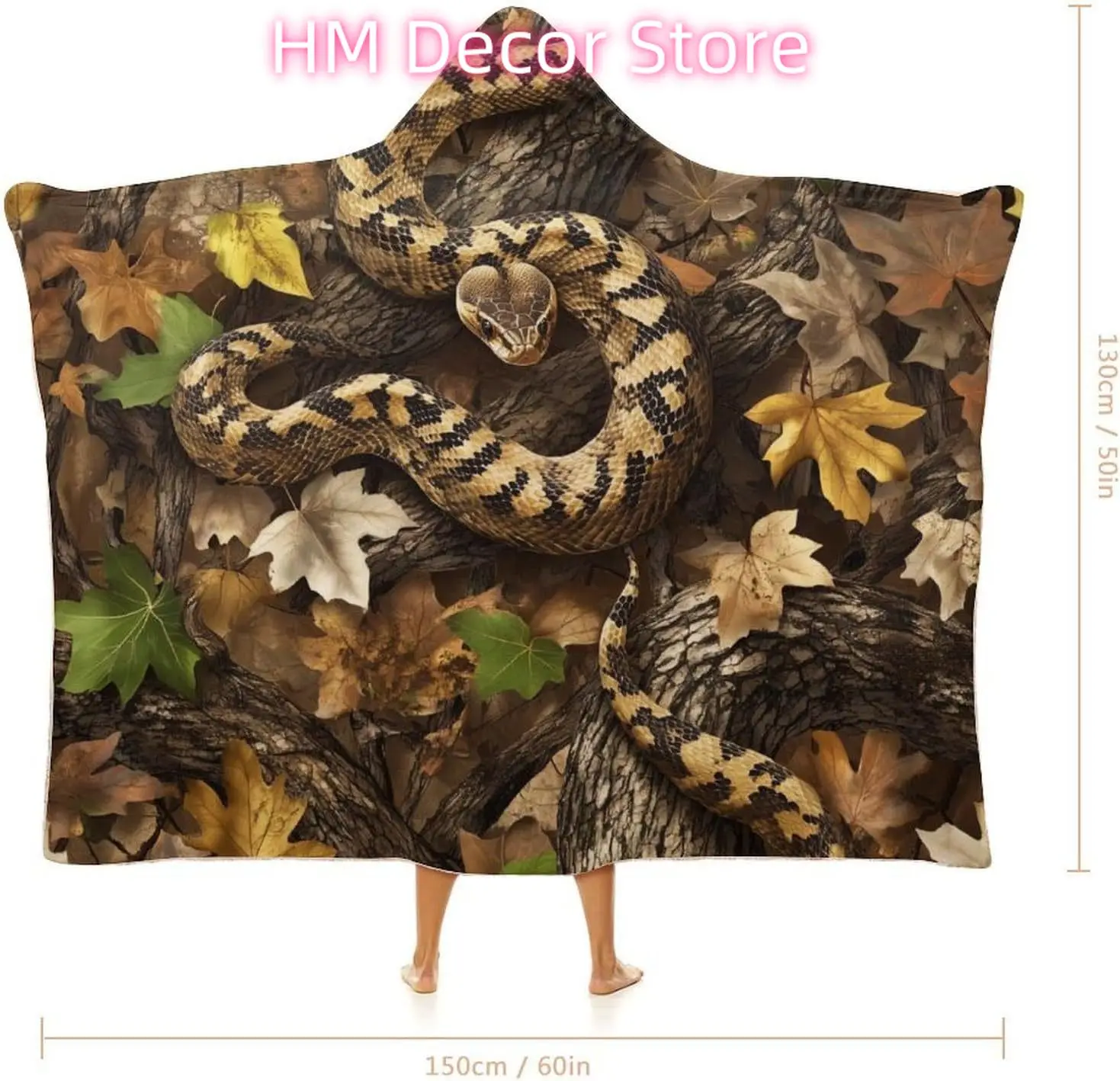 Snake Wearable Blanket Camouflage Camo Python Hooded Blankets Gifts Sofa Bed Decor Fleece Plush Flannel Room