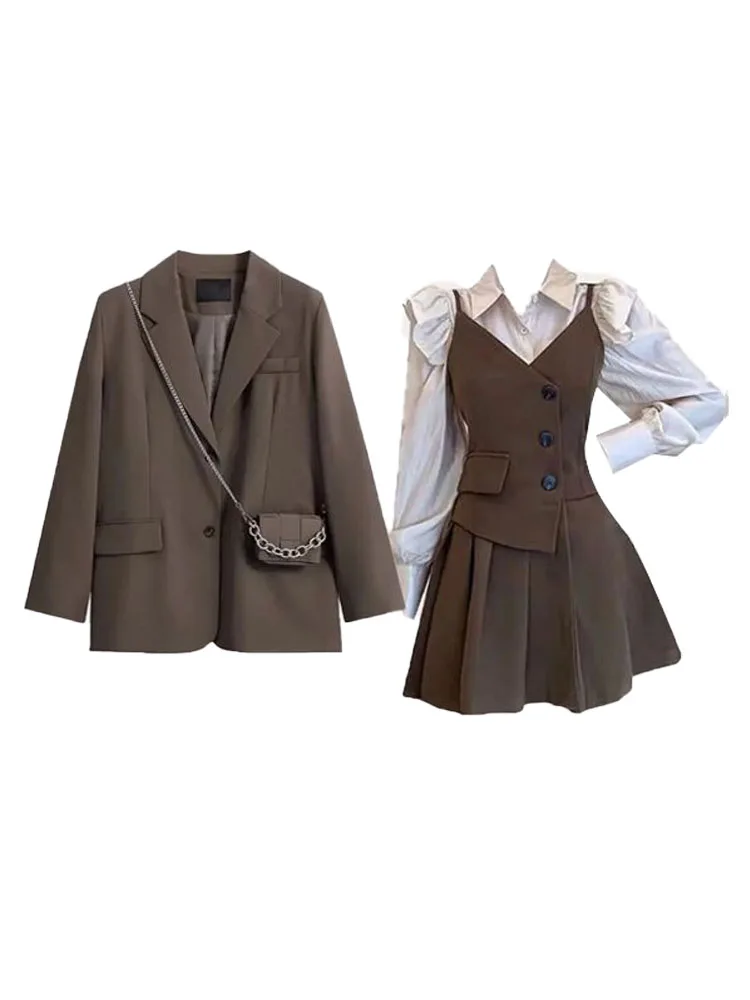 Faionable Ensemble t-shirt d'automne avec jupe trapèze taille haute Jaet et irt Dr sur mesure pour jeunes femmes professionnelles