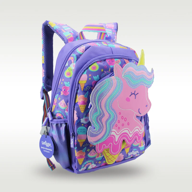 Australian Smiggle original children's schoolbag girl cute backpack purple unicorn schoolbag 14 inch