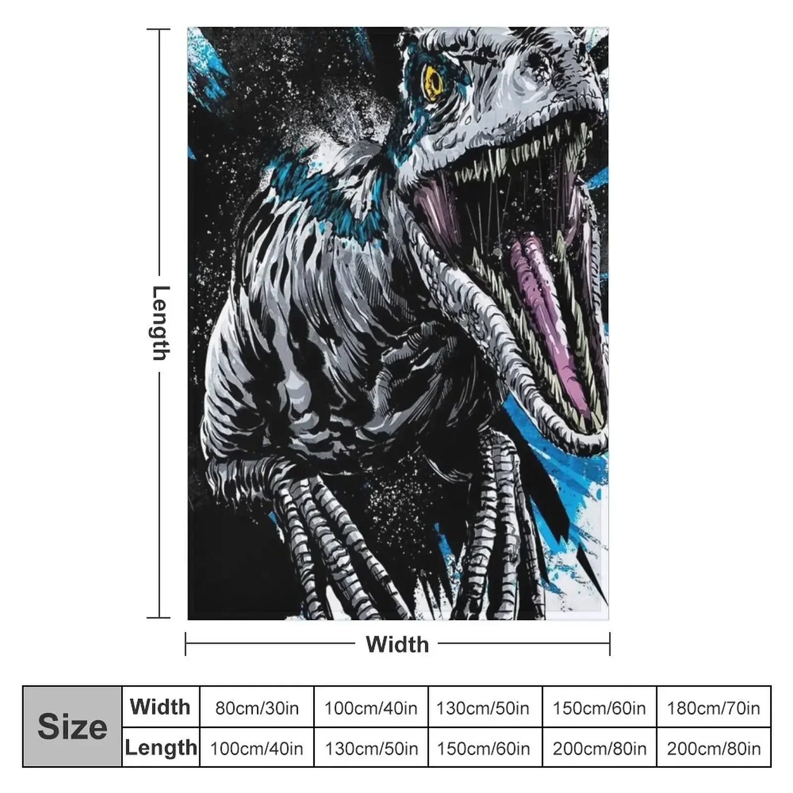 Velociraptor Art Throw Blanket couch cozy soft plush fuzzy picnic outdoor blanket