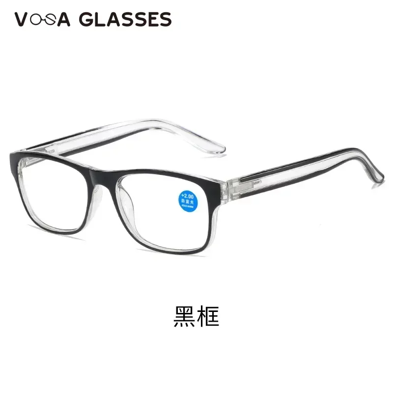 Square Computer Presbyopic Eyeglasses Anti Blue Light Reading Glasses Fashion Women Men Clear Spring Legs Frame Eyewear