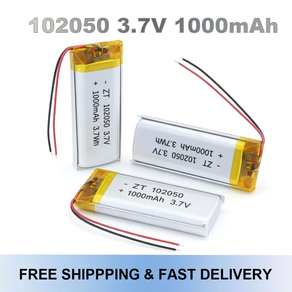 

3.7V 1000mAh Lithium Ion Battery 102050 Real Capacity for Power Bank & GPS Devices