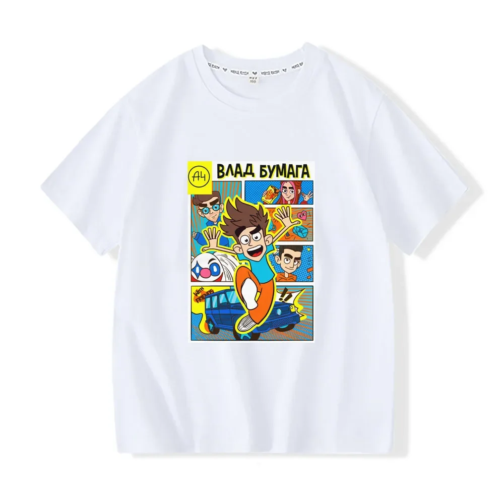 Merch A4 Tees New Suitable Children Boys Girls Kid Cotton T-shirts Summer Loose Tshirt Leisure O-neck Fashion Tops Влад БумагаA4