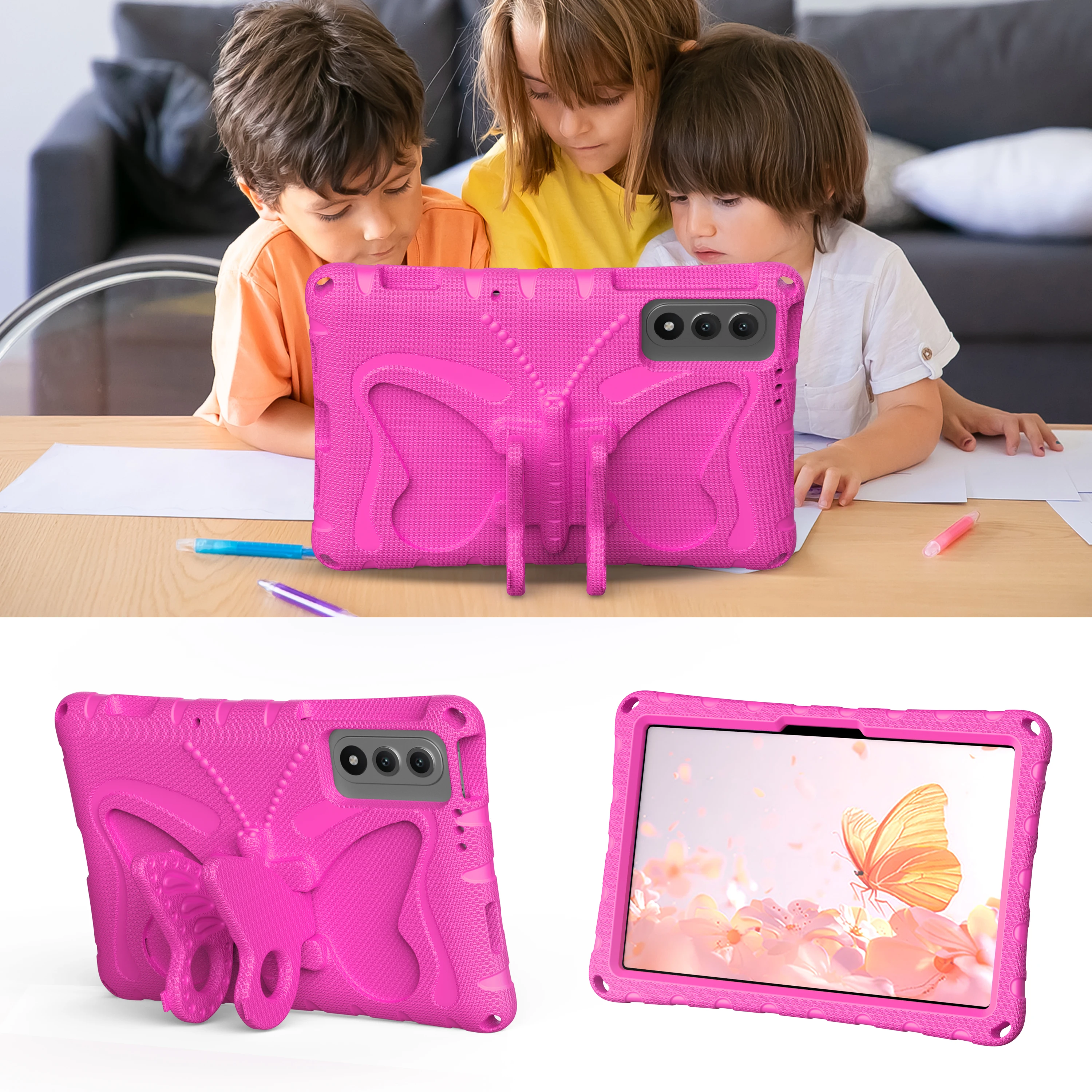 Butterfly Kids Case For Lenovo Yoga Tab 2025 Xiaoxin Pad Pro GT 11.1 inch TB710FU ZAG60266US EVA Stand Cover With Shoulder Strap