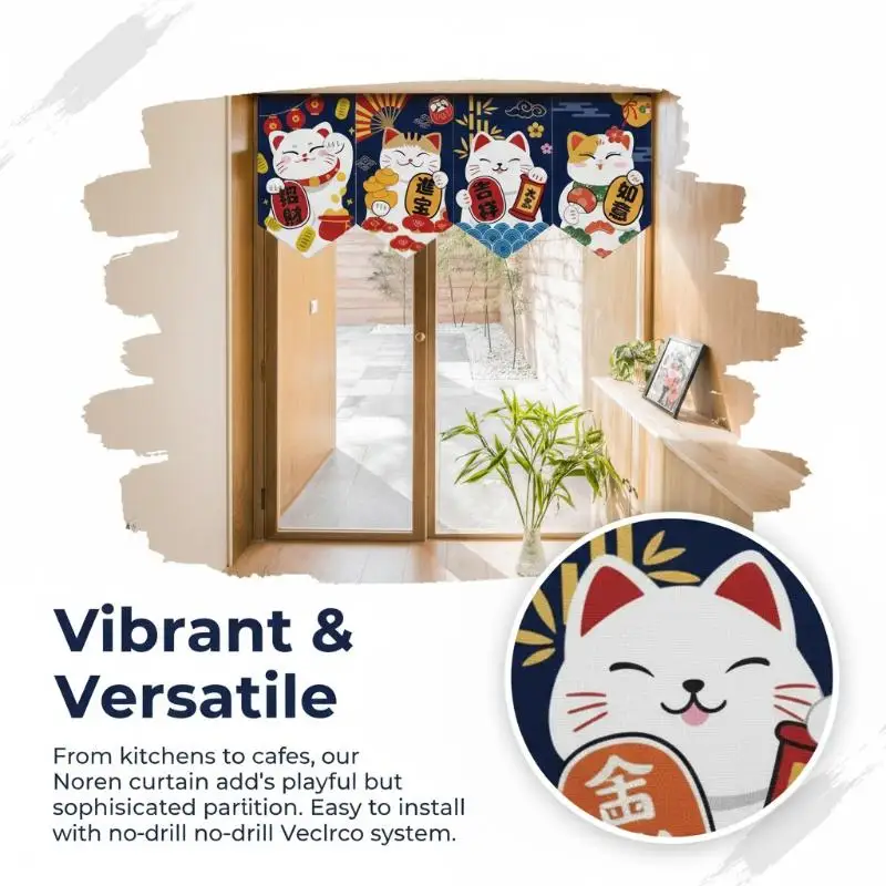 Cartoon Cat Triangle Flag Curtain Noren Partition Flag Kitchen Short Door Curtain Restaurant Kitchen Decoration Hanging Curtain