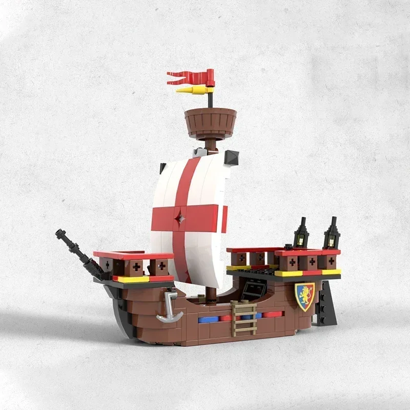 Medieval Military Boats Model MOC Building Bricks A Castle Ship Modular Technology Gifts Holiday Assemble Children Toys Suit