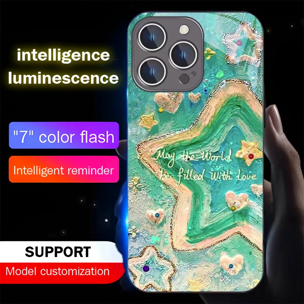 

Stars Oil Painting Sound Control LED Flash Cases Luminous Cover For Samsung S25 S24 S23 S22 S21 S20 FE Note 10 20 Plus Ultra A54