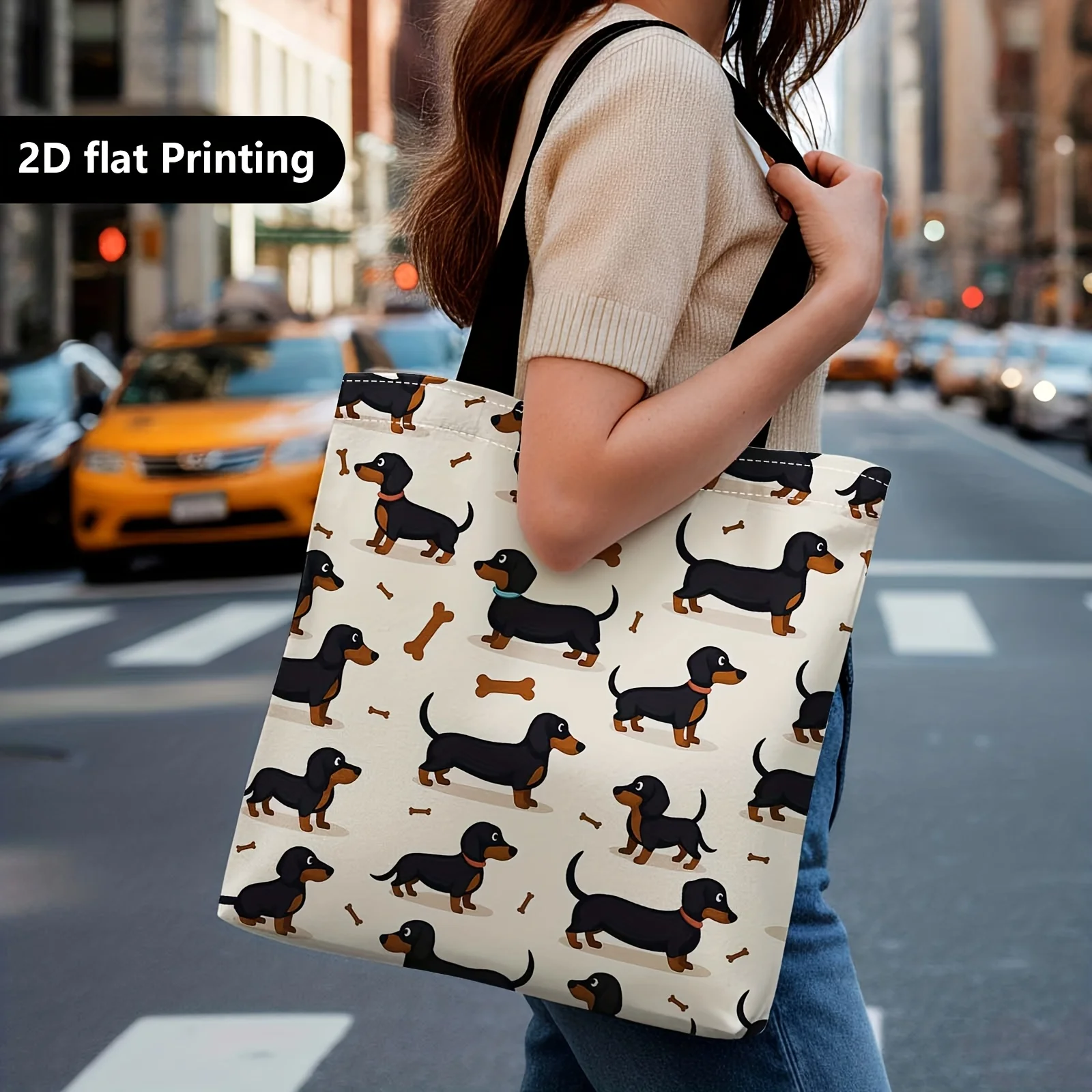 Spacious Tote Bag for Women Versatile for Work Dachshunds Pattern,Grocery Shopping and Casual Weekend Outings Shoulder Bag