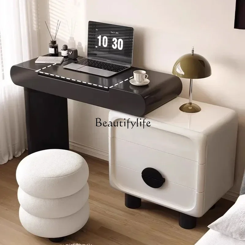 

GG8.Solid wood dresser chest integrated bedroom retro small apartment clamshell makeup table storage cabinet