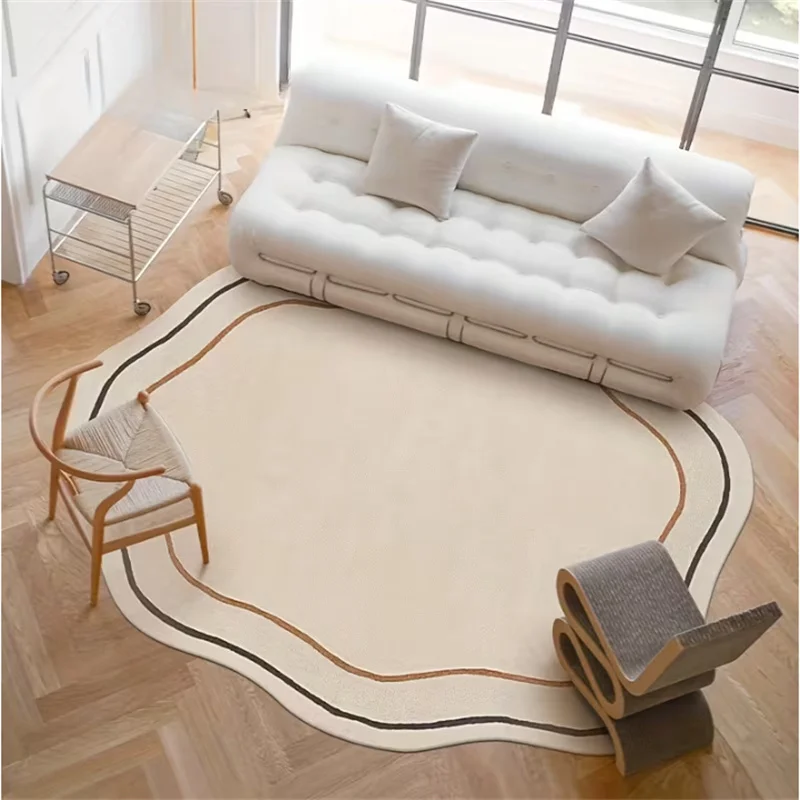 Modern Abstract Art Minimalist Style Imitation Cashmere Living Room Bedroom Carpet Skin Friendly Anti-Slip Absorbent Floor Mat