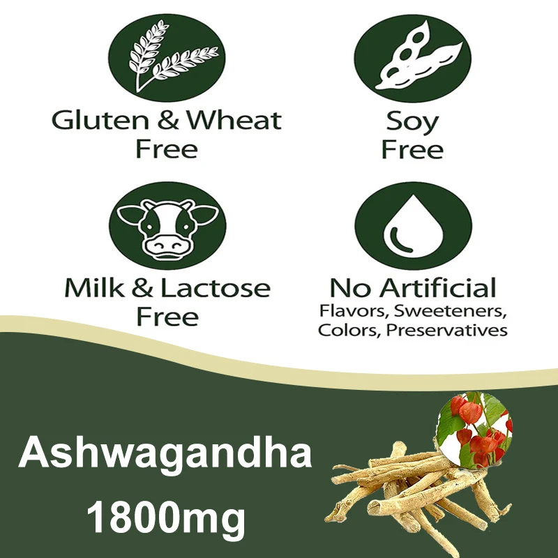 KSM-66 Ashwagandha Extract Capsules For Natural Mood, Help Stress, Focus and Brain, Energy Support, Sleep Health Non-GMO