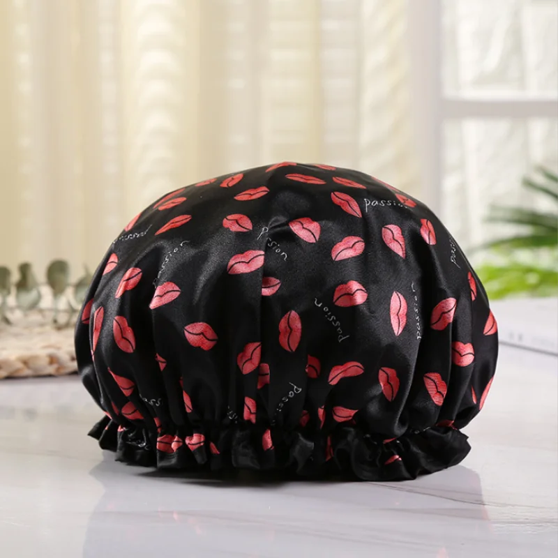 Thick 1Pcs Waterproof Bath Hat Double Layer Shower Hair Cover Women Supplies Shower Cap Bathroom Accessories