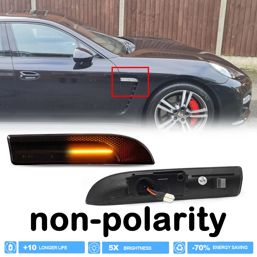 

2 шт. динамический янтарный светодиодный передний боковой габаритный фонарь для Porsche Panamera 970 G1 2009-2016, автоаксессуары, указатели поворота