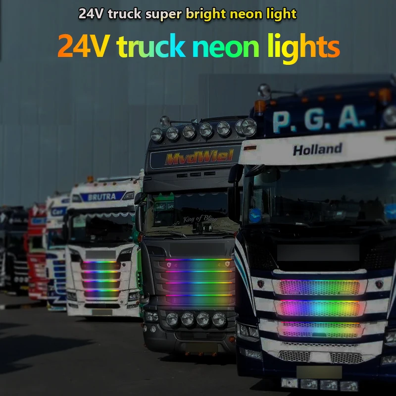 24V Truck Sunshade Neon Light steering Signal Lamp Accessories Head Lights Color Cab Conversion in the net Decoration