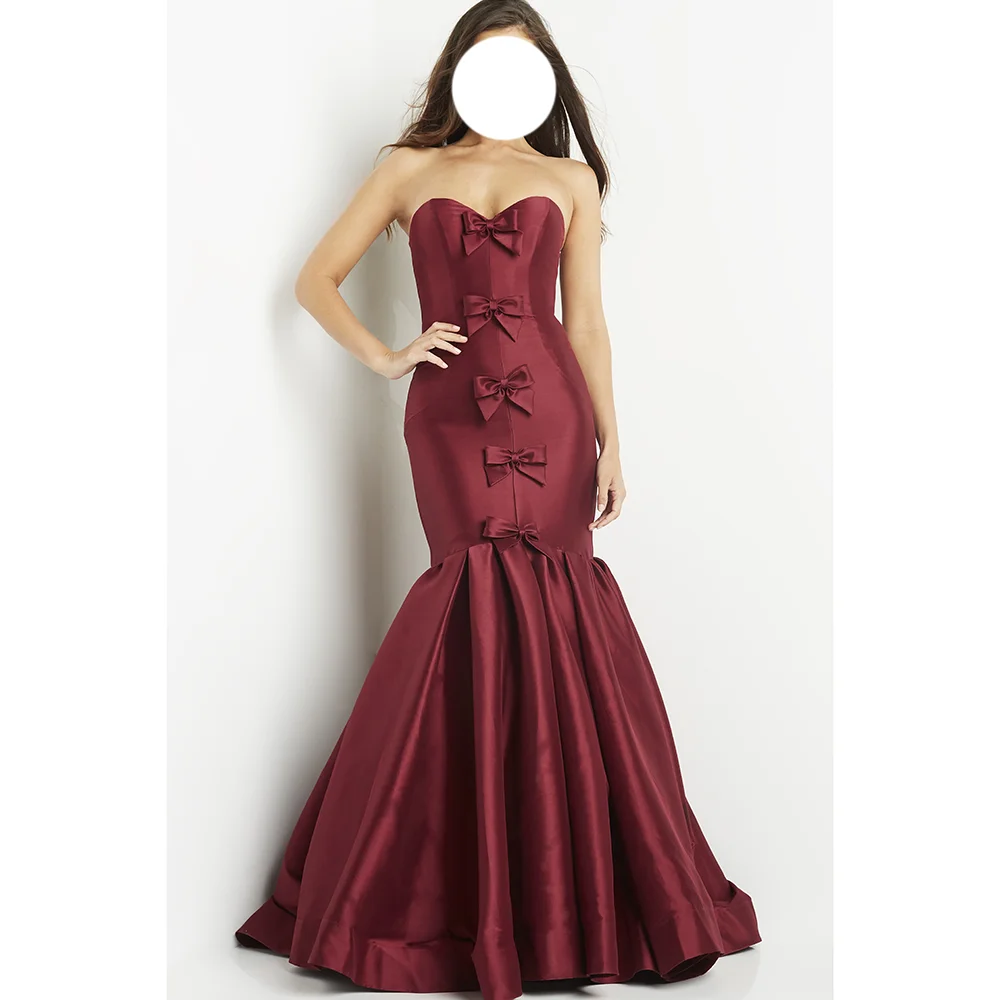 

Gorgeous Satin Mermaid Dress For Woman Sweetheart Bow Shiny Prom Gowns Elegant Evening Party Robes Customized Sizes Available