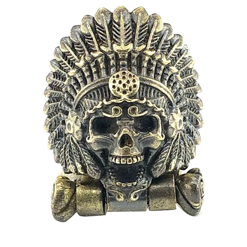 EDC Outdoor Tool For Bracelet Weaving Paracord Multifunction Buckle Brass Chief Skull