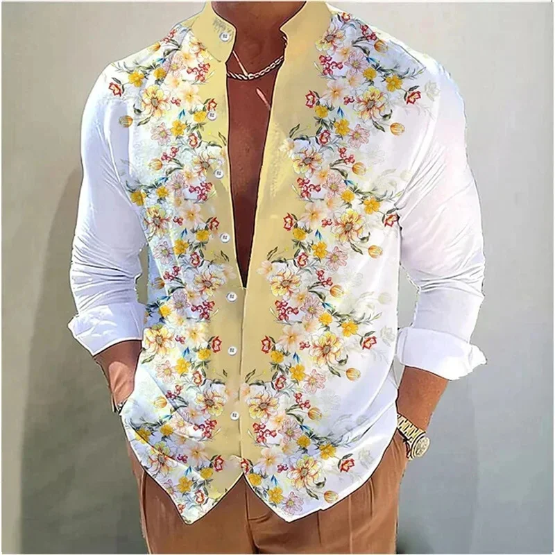 

Fashionable European and American men's casual multi color selected shirts, long sleeved shirts, slim fit stand up collar fashio